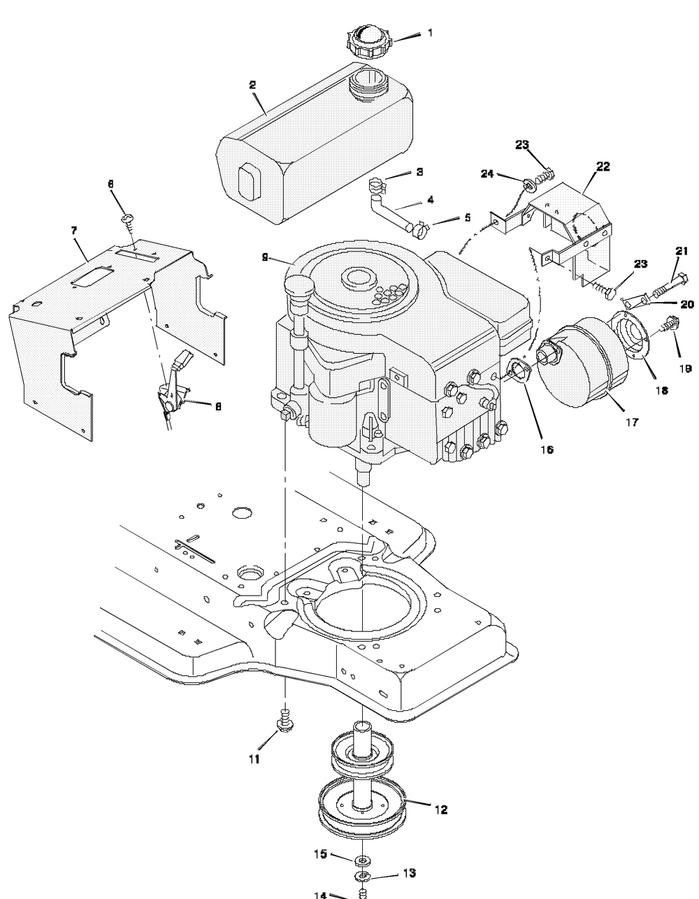 Engine Mount Diagram and Parts List for 31720X51A 1997 Briggs and Stratton Lawn Tractor